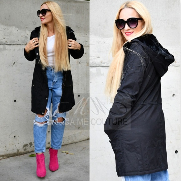 Black Fur Lined Parka - Picture 4 of 5